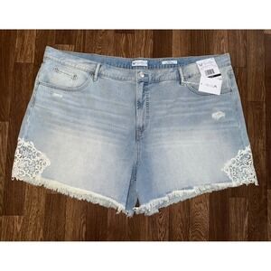 Jessica Simpson Beloved High Waist Denim Shorts Lace Trim Distressed 26W